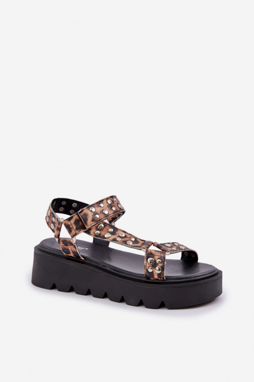 Decorado sandalias con una plataforma con estampados de piel de leopardo color marrón Tatellia