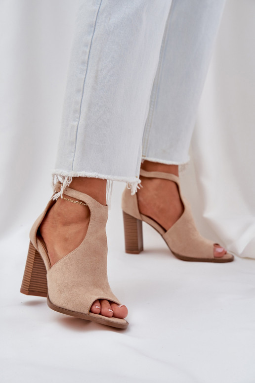 sandalias con tacones Z de gamuza ecológicau beige Lanadriena