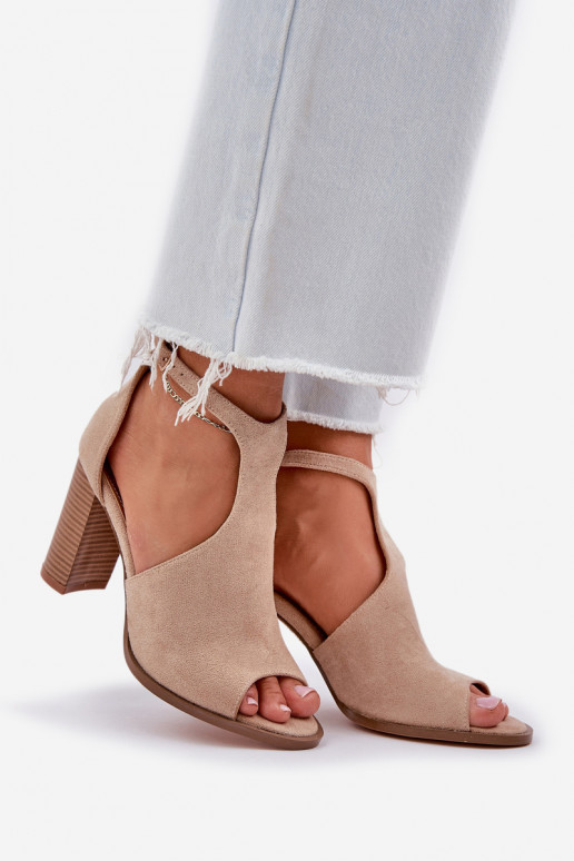 sandalias con tacones Z de gamuza ecológicau beige Lanadriena
