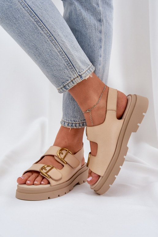 Eko Sandalias de mujer con hebillas beige Vulinea