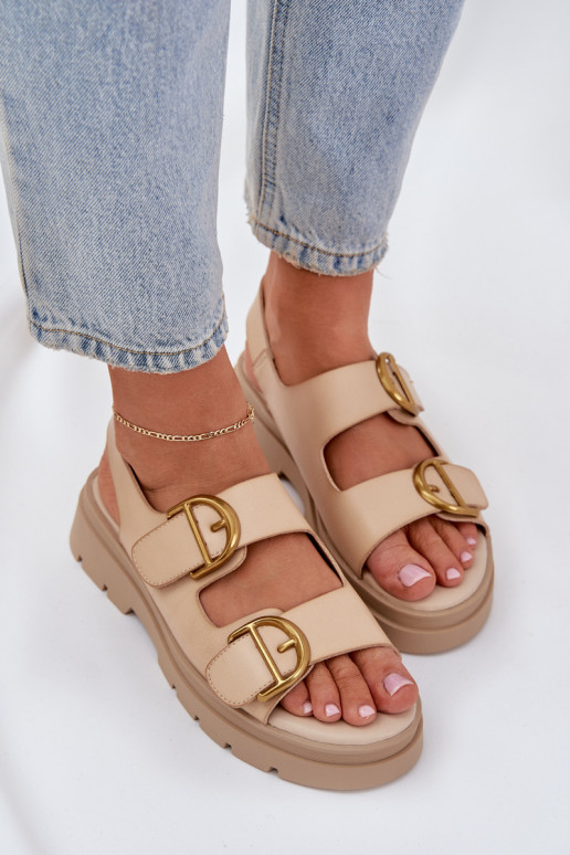 Eko Sandalias de mujer con hebillas beige Vulinea