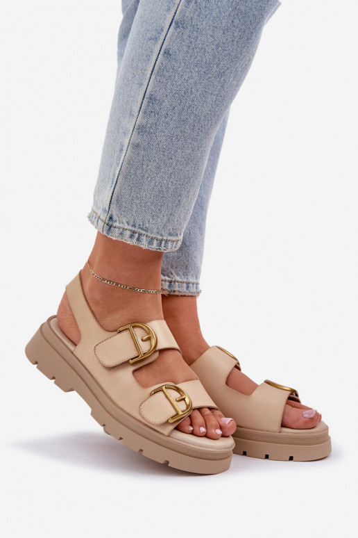 Eko Sandalias de mujer con hebillas beige Vulinea