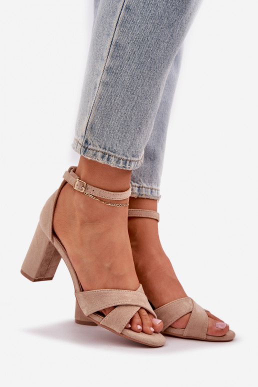 sandalias Activado SłupkoAym Obcasie Z de gamuza ecológicau beige Saniffia