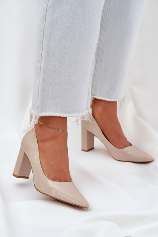 con efecto barniz Zapatos Activado SłupkoAym Obcasie beige Kilanne