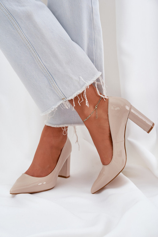 con efecto barniz Zapatos Activado SłupkoAym Obcasie beige Kilanne