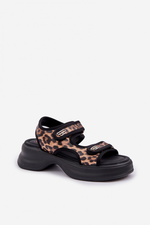 Eko Piel Sandalias ligeras con una plataforma con estampados de piel de leopardo color marrón Deniffia