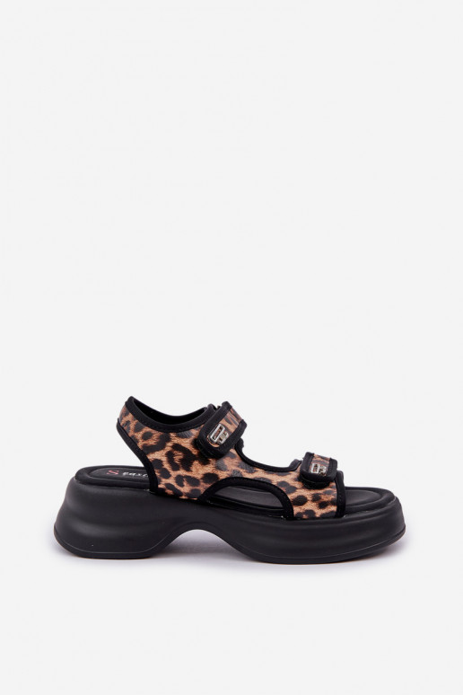 Eko Piel Sandalias ligeras con una plataforma con estampados de piel de leopardo color marrón Deniffia