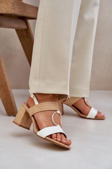 sandalias Activado SłupkoAym Obcasie Blanco-beige Afleeria
