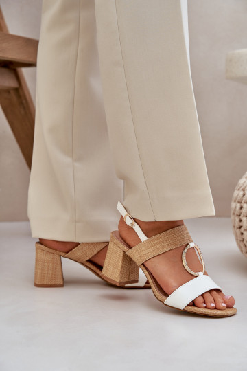 sandalias Activado SłupkoAym Obcasie Blanco-beige Afleeria 2