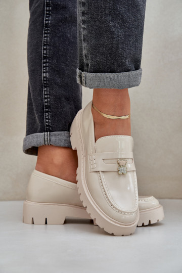 Mocasines lacados Femenino Z Przypinką osos de peluche beige ENulinea