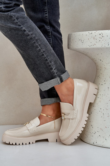 Mocasines lacados Femenino Z Przypinką osos de peluche beige ENulinea 2