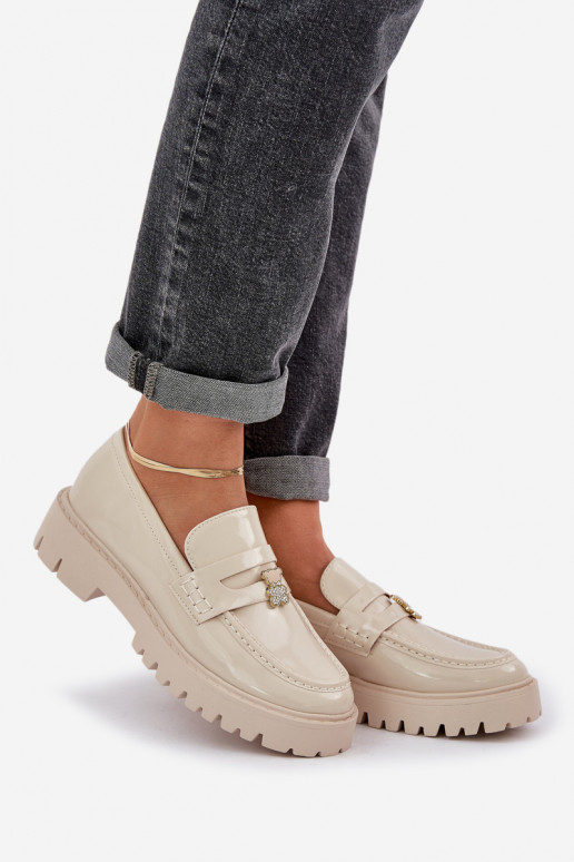 Mocasines lacados Femenino Z Przypinką osos de peluche beige ENulinea