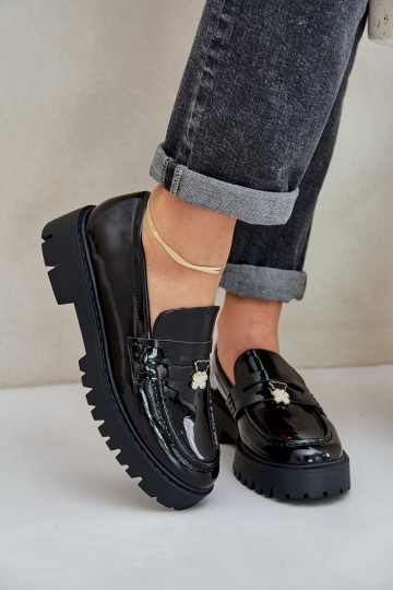 Mocasines lacados Femenino Z Przypinką osos de peluche de color negro ENulinea 2