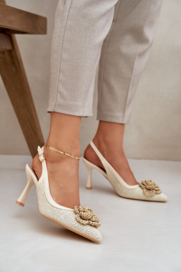 con escritos zapatos de tacón alto con el talón abierto beige Lanithra