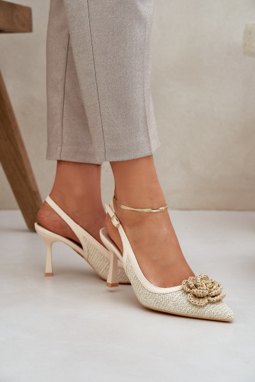 con escritos zapatos de tacón alto con el talón abierto beige Lanithra 2