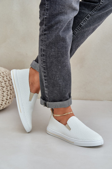 Un modelo convincente Eko Piel Femenino Zapatillas zapatos casuales con una nota color marfil Zalinne
