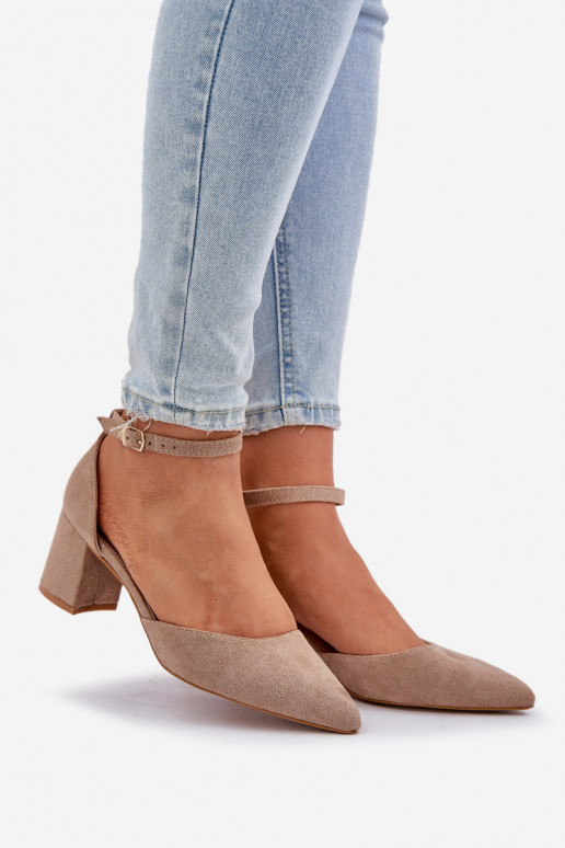 Zapatos de gamuza con tacones beige Promise