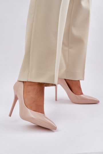 con efecto barniz zapatos de tacón alto Ze Szpiczastymi Noskami beige Vizana