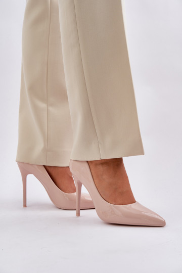 con efecto barniz zapatos de tacón alto Ze Szpiczastymi Noskami beige Vizana 2