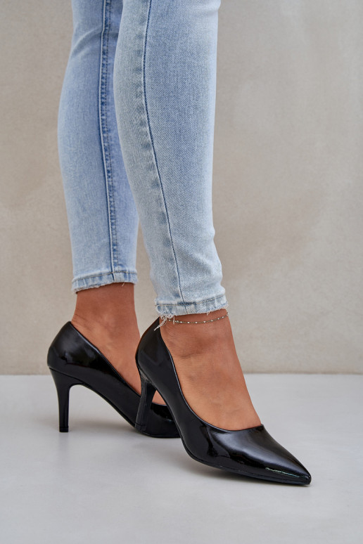 zapatos de tacón alto Z con efecto barnizj Eko Skóry de color negro Sanalitia zapatos de tacón alto Z con efecto barnizj Eko Skóry de color negro Sanalitia