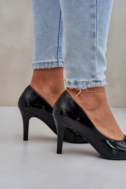 zapatos de tacón alto Z con efecto barnizj Eko Skóry de color negro Sanalitia zapatos de tacón alto Z con efecto barnizj Eko Skóry de color negro Sanalitia