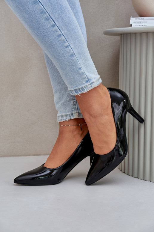 zapatos de tacón alto Z con efecto barnizj Eko Skóry de color negro Sanalitia zapatos de tacón alto Z con efecto barnizj Eko Skóry de color negro Sanalitia