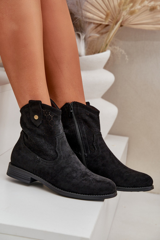 Botas caladas con tacones anchos S.Barski HY51-063 de color negro Botas caladas con tacones anchos S.Barski HY51-063 de color negro