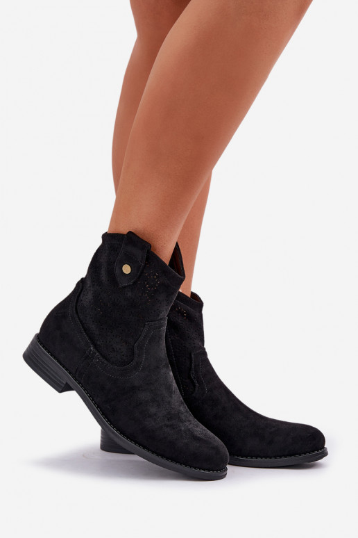 Botas caladas con tacones anchos S.Barski HY51-063 de color negro Botas caladas con tacones anchos S.Barski HY51-063 de color negro