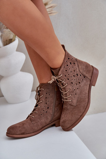 Botas con cordones con elementos calados S.Barski HY51-136 color marrón 2
