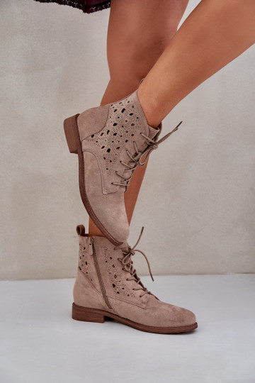 Botas con cordones con elementos calados S.Barski HY51-136 beige 2