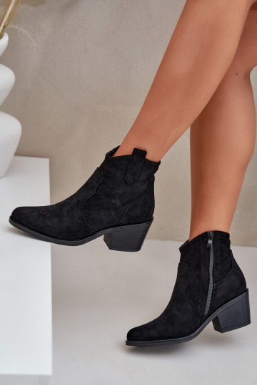 botas estilo vaquero Al castillo Eko Ante calado S.Barski HY51-061 de color negro