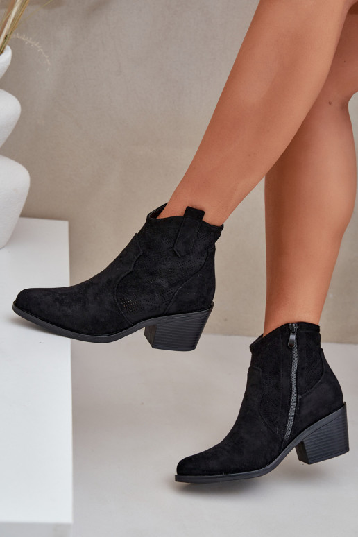 botas estilo vaquero Al castillo Eko Ante calado S.Barski HY51-061 de color negro botas estilo vaquero Al castillo Eko Ante calado S.Barski HY51-061 de color negro