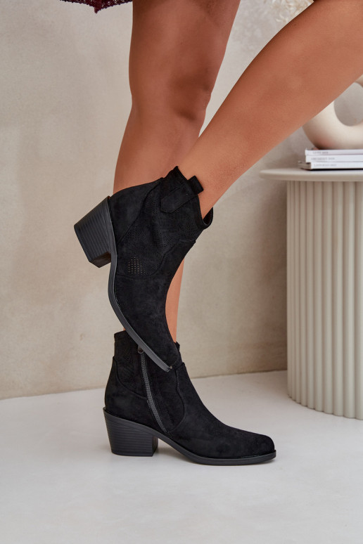 botas estilo vaquero Al castillo Eko Ante calado S.Barski HY51-061 de color negro botas estilo vaquero Al castillo Eko Ante calado S.Barski HY51-061 de color negro