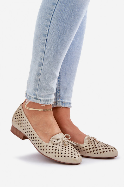 Bailarinas caladas con cintas Eko Piel color dorado Relabra