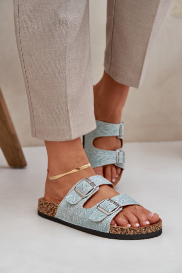  Zapatillas Sobre suela de corcho con hebillas color menta Atera