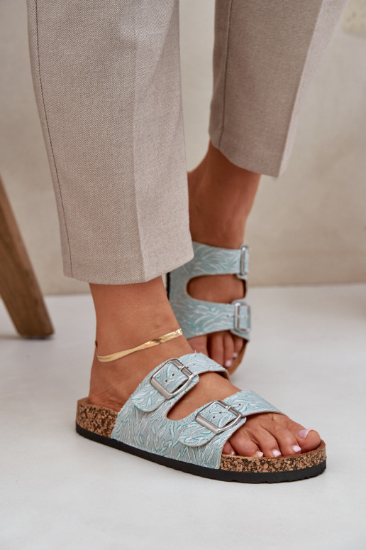  Zapatillas Sobre suela de corcho con hebillas color menta Atera