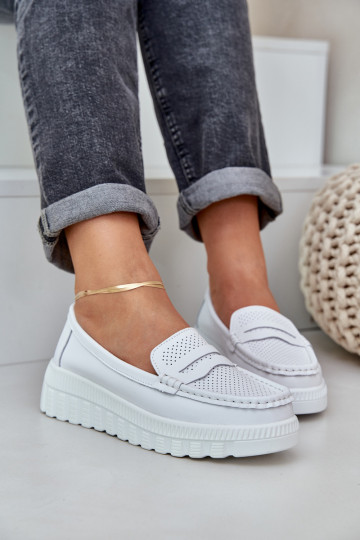 Piel Mocasines de plataforma de mujer I Koturnie el color blanco Elanindel