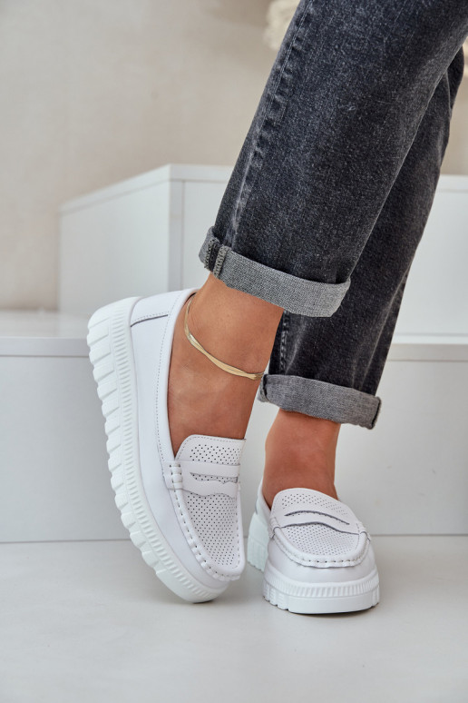Piel Mocasines de plataforma de mujer I Koturnie el color blanco Elanindel Piel Mocasines de plataforma de mujer I Koturnie el color blanco Elanindel