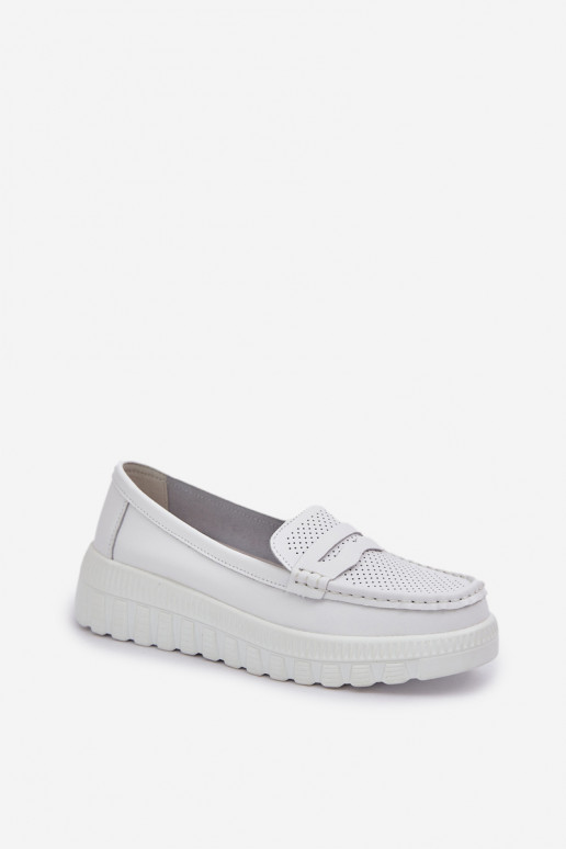 Piel Mocasines de plataforma de mujer I Koturnie el color blanco Elanindel Piel Mocasines de plataforma de mujer I Koturnie el color blanco Elanindel