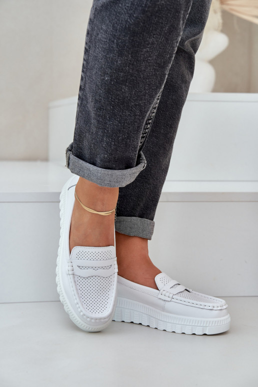 Piel Mocasines de plataforma de mujer I Koturnie el color blanco Elanindel Piel Mocasines de plataforma de mujer I Koturnie el color blanco Elanindel