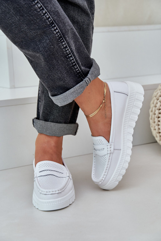 Piel Mocasines de plataforma de mujer I Koturnie el color blanco Elanindel Piel Mocasines de plataforma de mujer I Koturnie el color blanco Elanindel