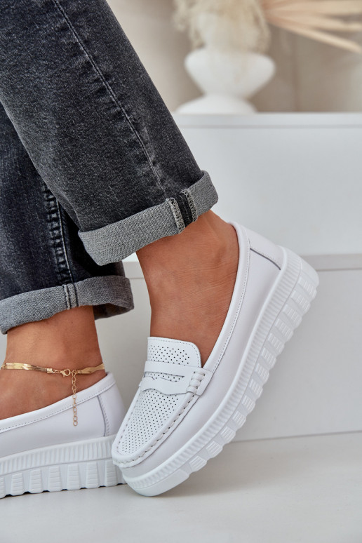 Piel Mocasines de plataforma de mujer I Koturnie el color blanco Elanindel Piel Mocasines de plataforma de mujer I Koturnie el color blanco Elanindel