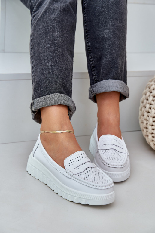 Piel Mocasines de plataforma de mujer I Koturnie el color blanco Elanindel Piel Mocasines de plataforma de mujer I Koturnie el color blanco Elanindel