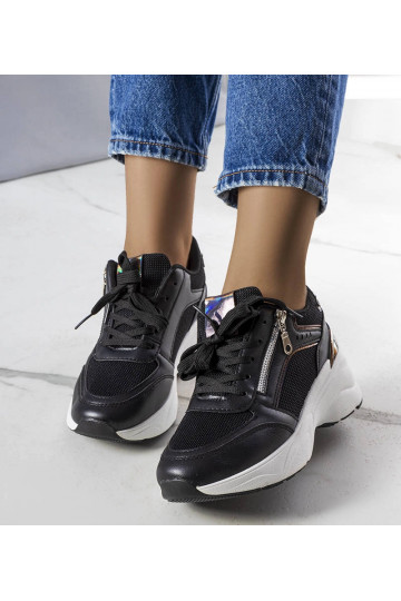 Zapatillas de cuña negras... 2