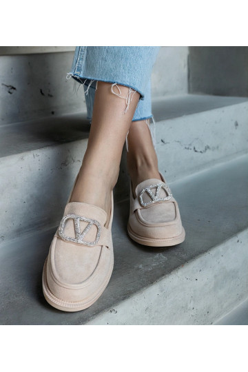 Mocasines beige decorados...