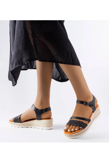 Sandalias de cuña negras...