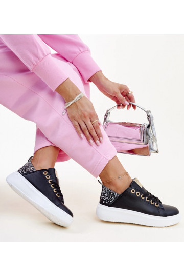 Zapatillas negras con circonitas Antonietta