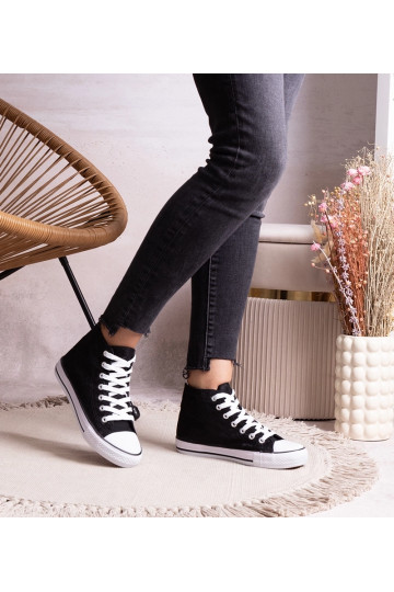 Zapatillas altas negras con cordones Bonifakima 2