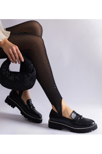 Mocasines negros de piel sintética decorados con pedrería Henley