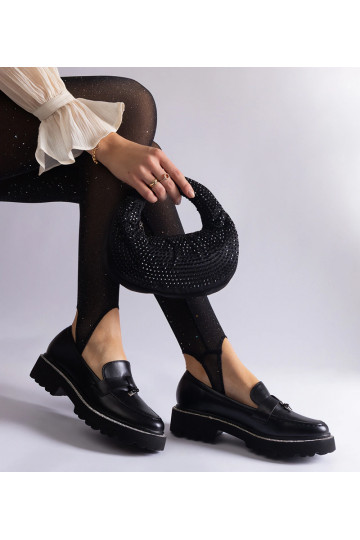 Mocasines negros de piel sintética decorados con pedrería Henley 2